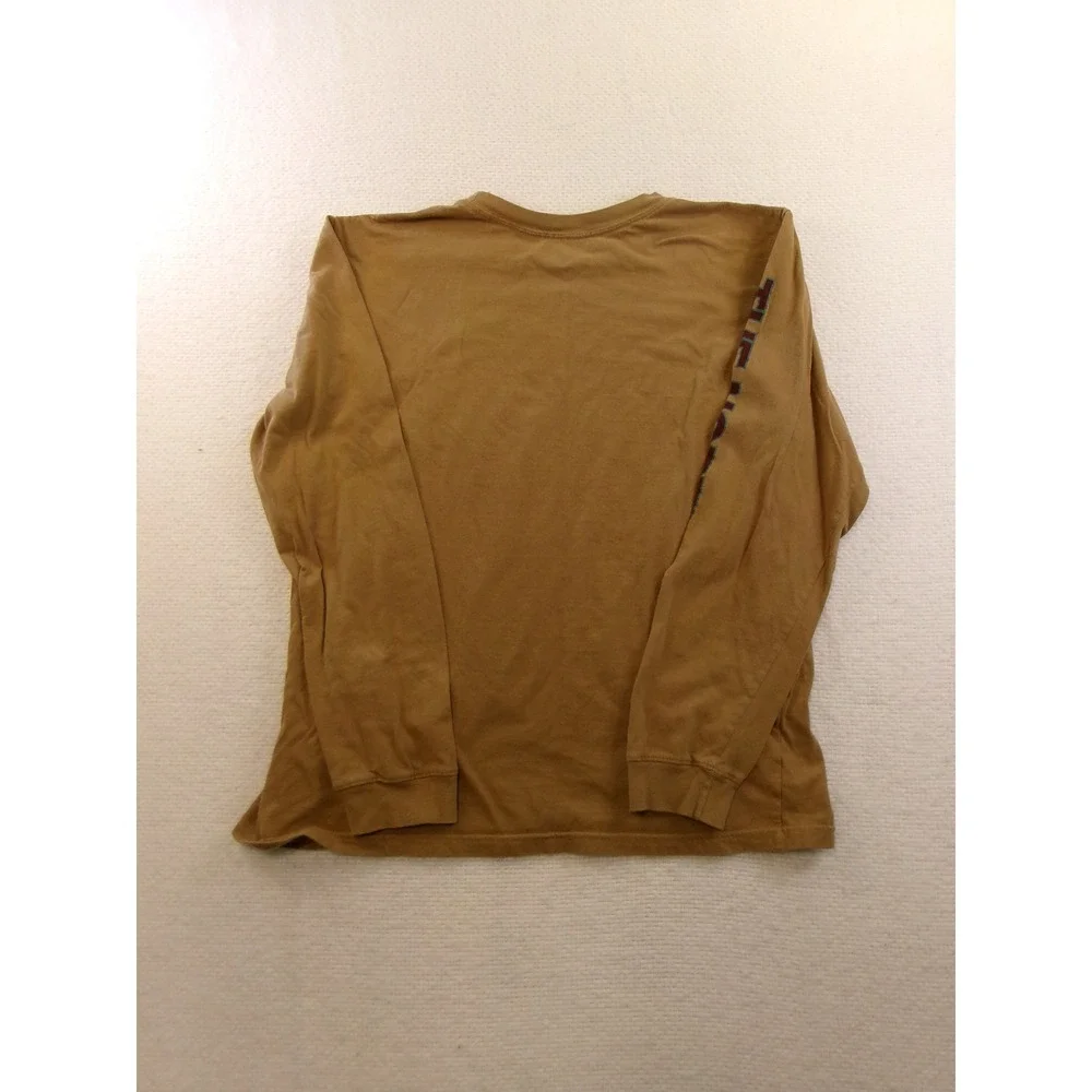The North Face‎ Long Sleeve T-Shirt Mens L Tan Graphic Logo Sleeve BX70G20